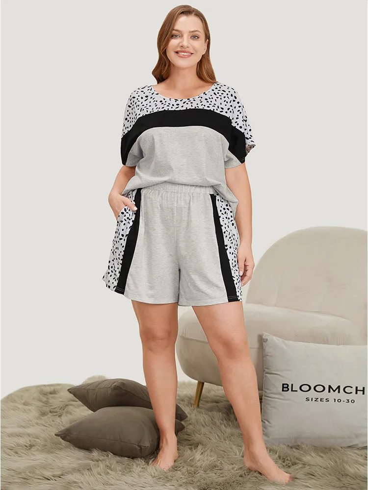 Contrast Patchwork Elastic Waist Sleep Shorts sold by Bloomchic product image thumbnail 3