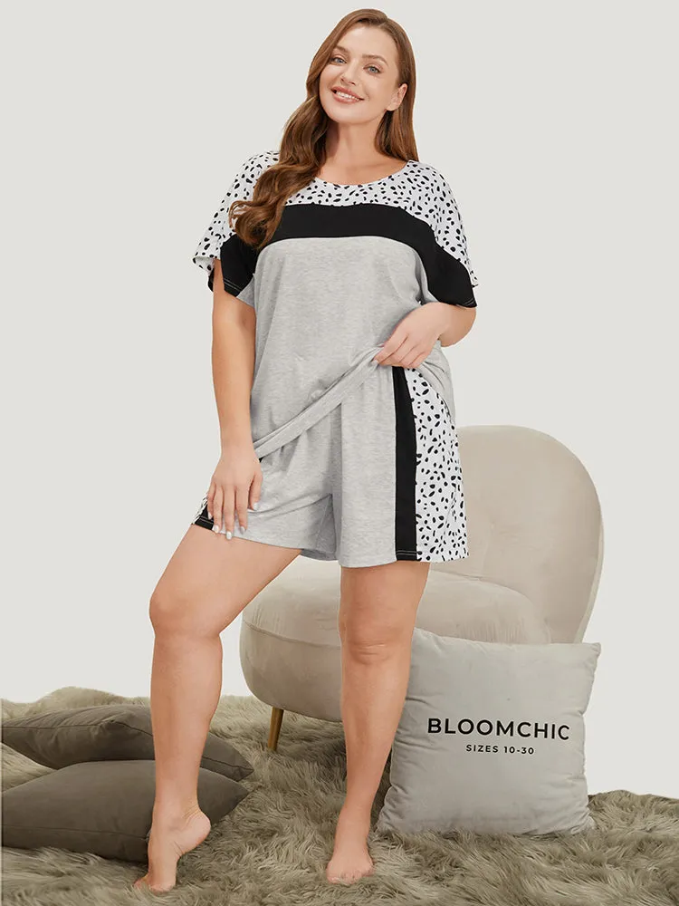 Contrast Patchwork Elastic Waist Sleep Shorts sold by Bloomchic product image thumbnail 2