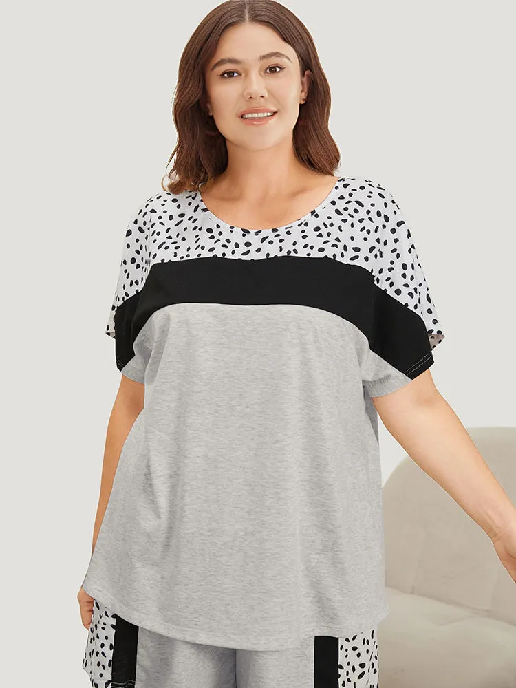 Contrast Patchwork Dolman Sleeve Sleep Top sold by Bloomchic product image thumbnail 5