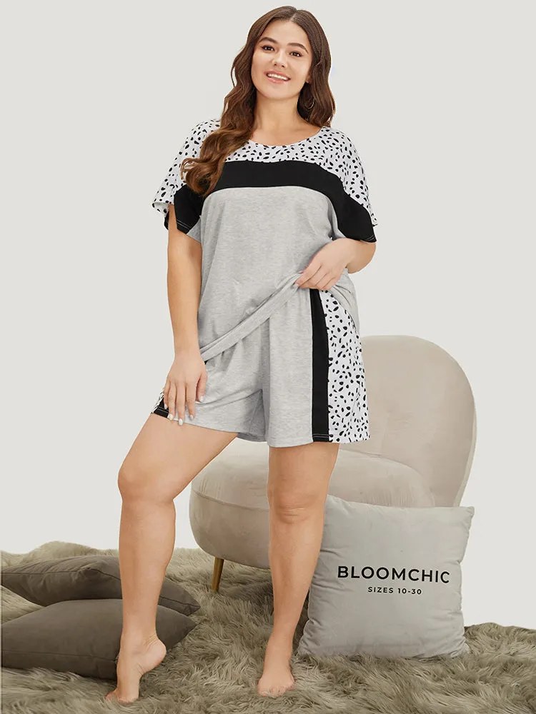 Contrast Patchwork Dolman Sleeve Sleep Top sold by Bloomchic product image thumbnail 2