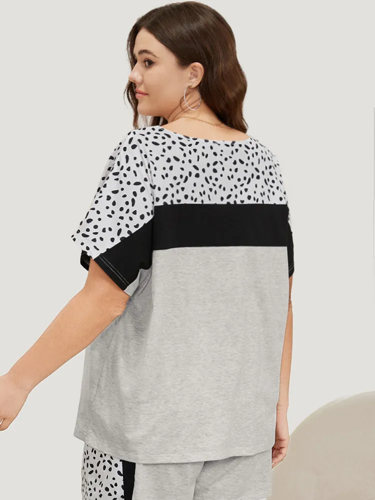 Contrast Patchwork Dolman Sleeve Sleep Top sold by Bloomchic product image thumbnail 3