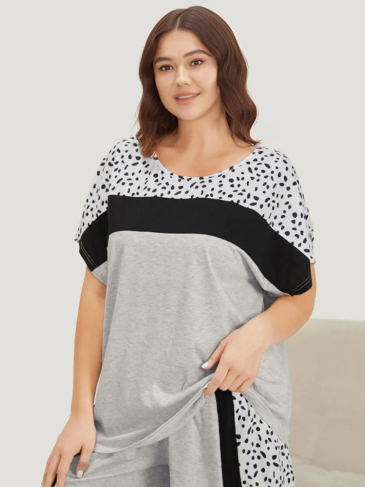 Contrast Patchwork Dolman Sleeve Sleep Top sold by Bloomchic product image thumbnail 4