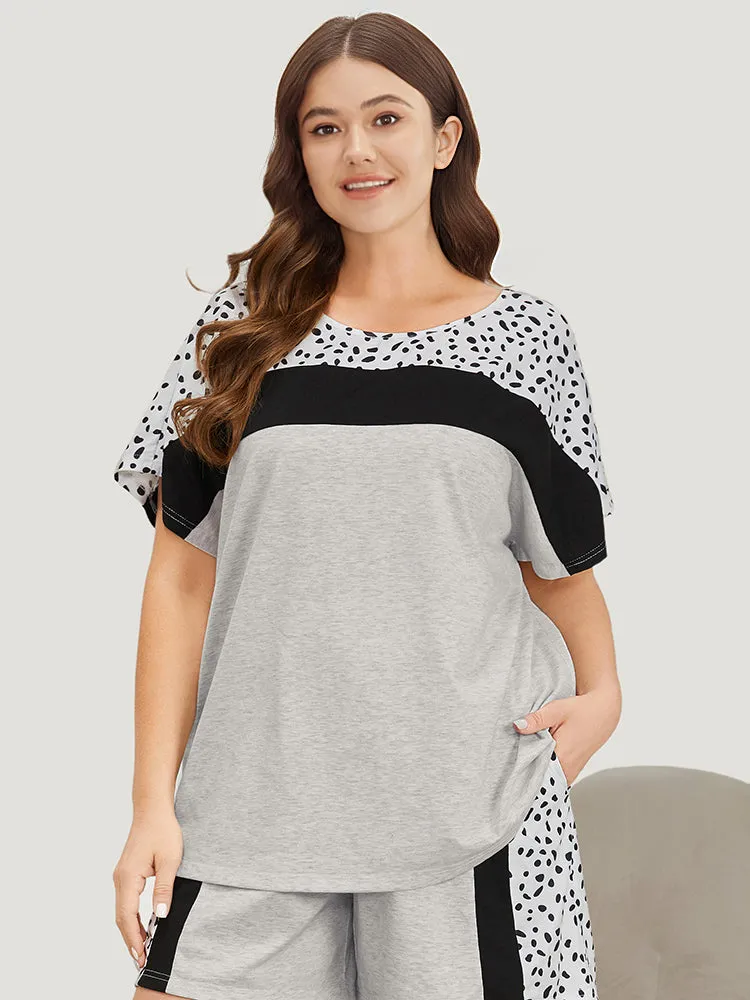 Contrast Patchwork Dolman Sleeve Sleep Top sold by Bloomchic