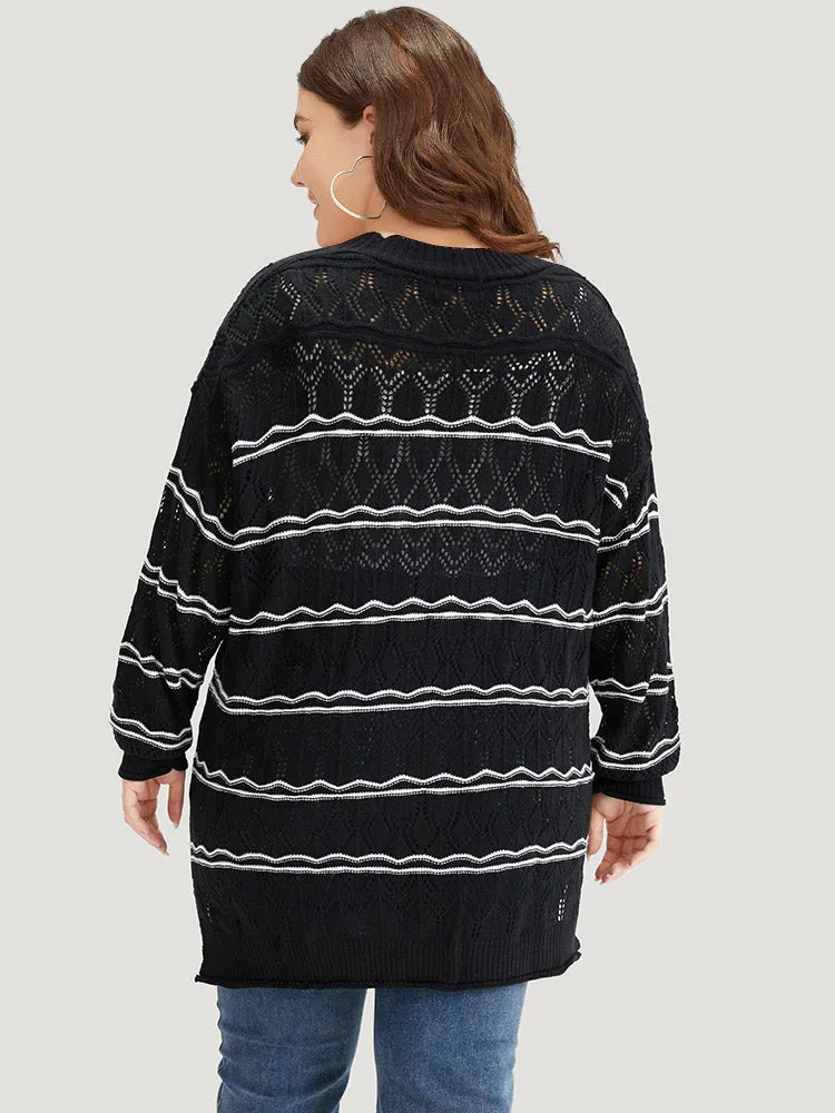 Striped Geometric Button Through Cardigan sold by Bloomchic product image thumbnail 2