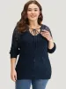 Plain Geometric Hollow Out Knot Neck Pullover sold by Bloomchic