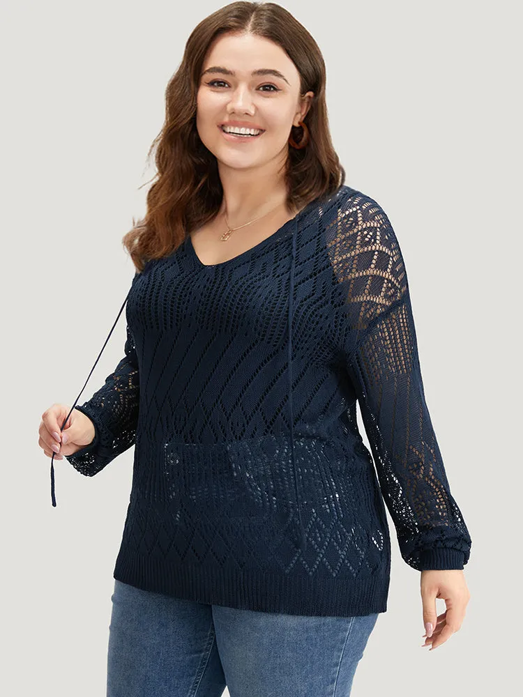 Plain Geometric Hollow Out Knot Neck Pullover sold by Bloomchic product image thumbnail 5