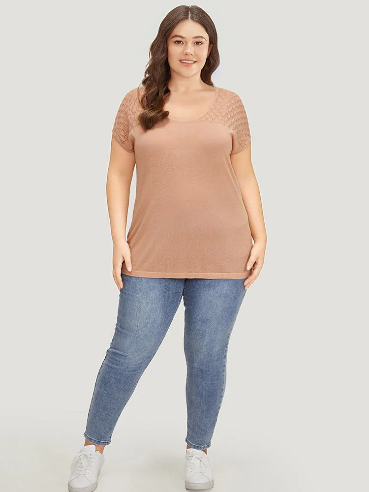 Supersoft Essentials Plain Patchwork Batwing Sleeve Scoop Neck Pullover sold by Bloomchic product image thumbnail 4