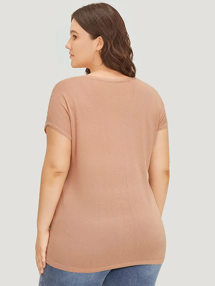 Supersoft Essentials Plain Patchwork Batwing Sleeve Scoop Neck Pullover sold by Bloomchic product image thumbnail 2