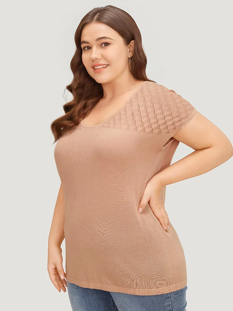 Supersoft Essentials Plain Patchwork Batwing Sleeve Scoop Neck Pullover sold by Bloomchic product image thumbnail 3