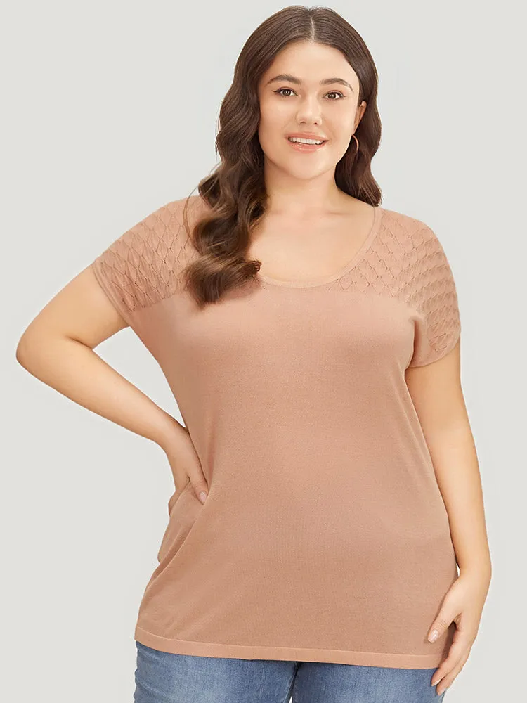 Supersoft Essentials Plain Patchwork Batwing Sleeve Scoop Neck Pullover sold by Bloomchic