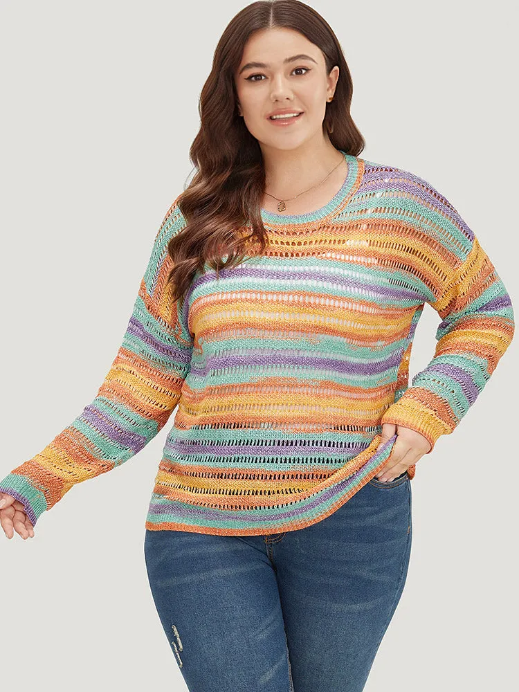 Contrast Striped Cut Out Ombre Pullover sold by Bloomchic product image thumbnail 4