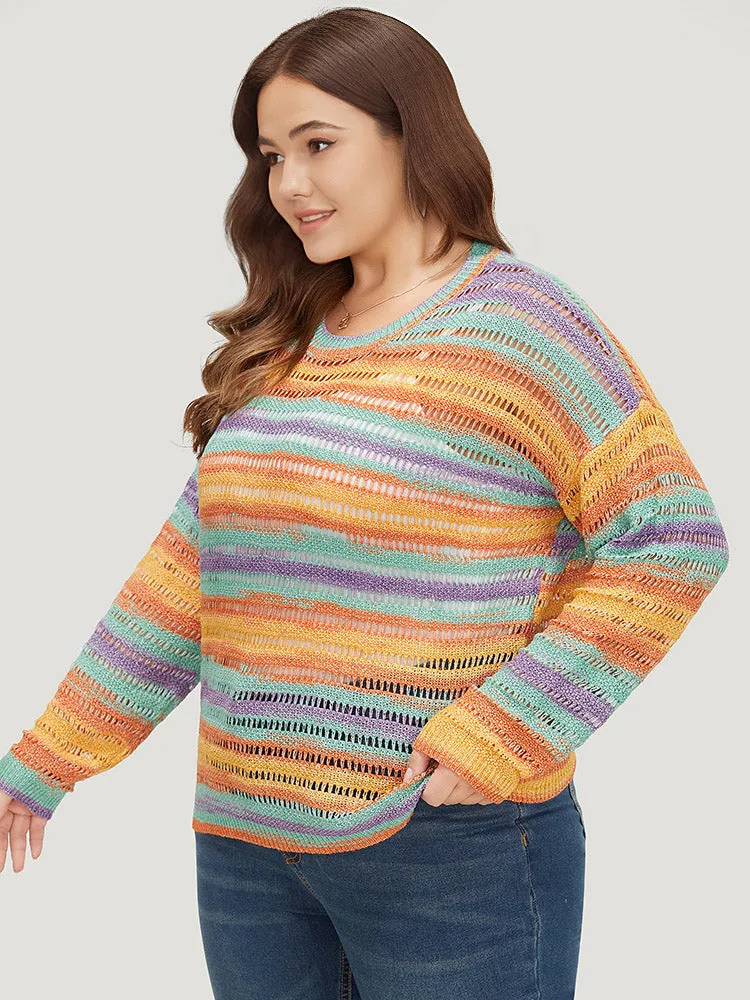 Contrast Striped Cut Out Ombre Pullover sold by Bloomchic product image thumbnail 5