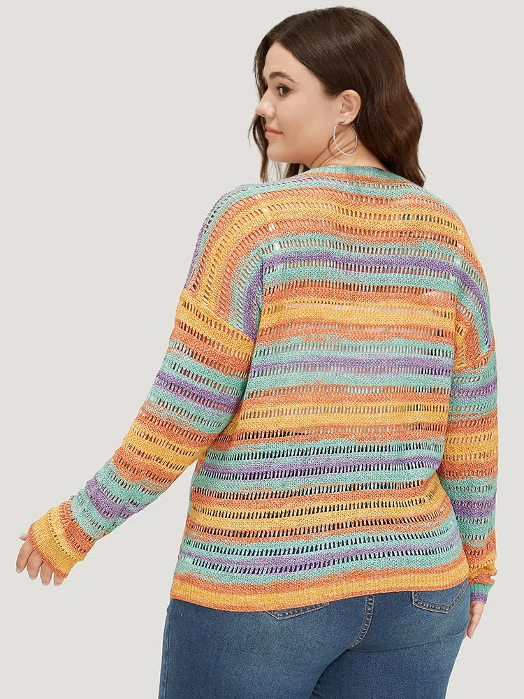 Contrast Striped Cut Out Ombre Pullover sold by Bloomchic product image thumbnail 2