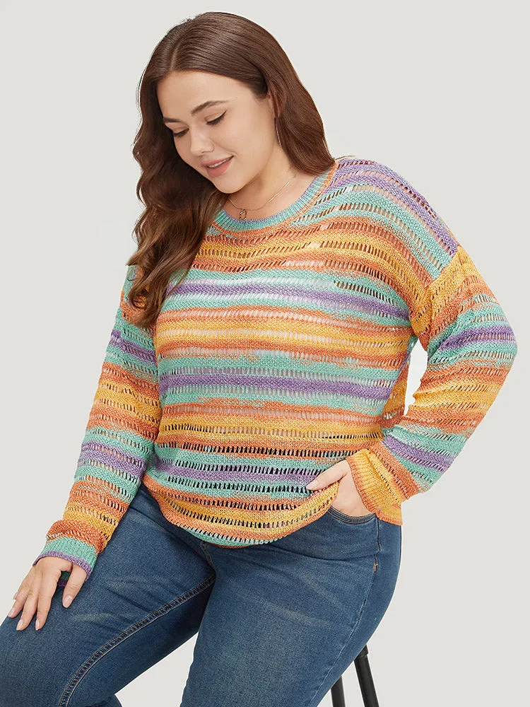 Contrast Striped Cut Out Ombre Pullover sold by Bloomchic product image thumbnail 3