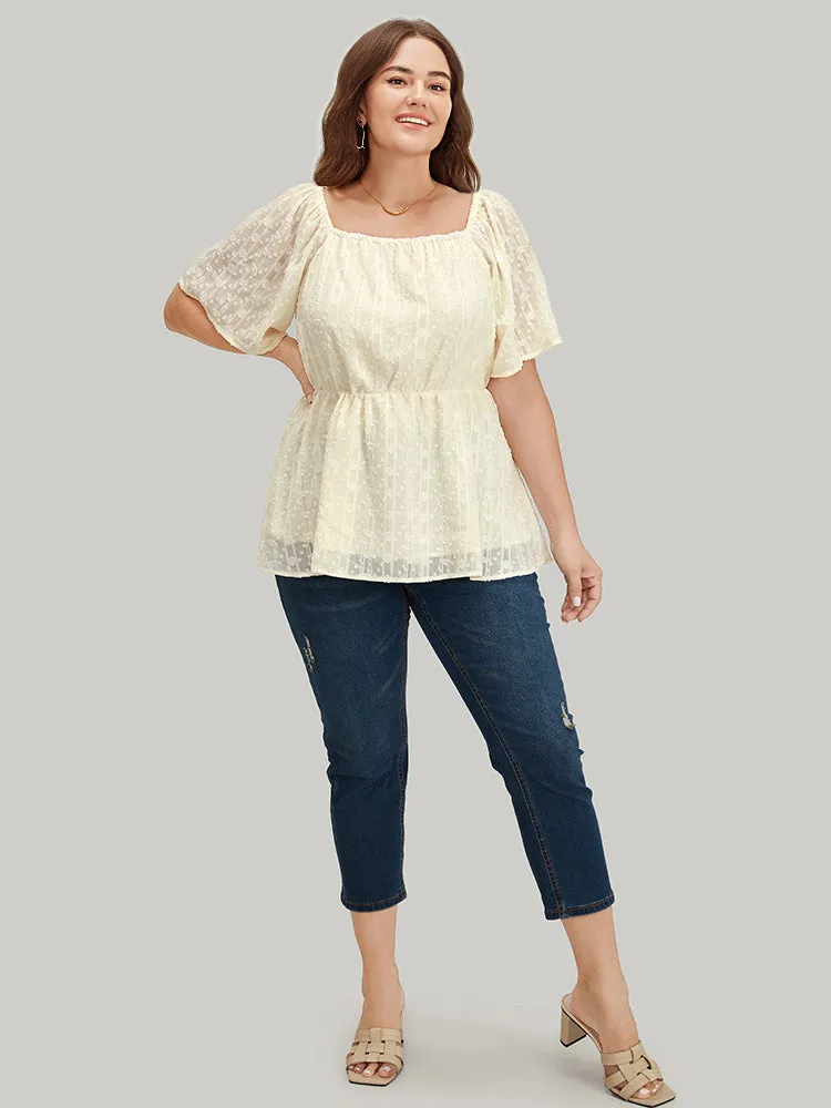 Plisse Mesh Square Neck Elastic Waist Blouse sold by Bloomchic product image thumbnail 4