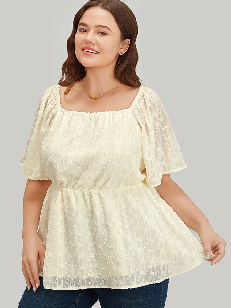 Plisse Mesh Square Neck Elastic Waist Blouse sold by Bloomchic product image thumbnail 3