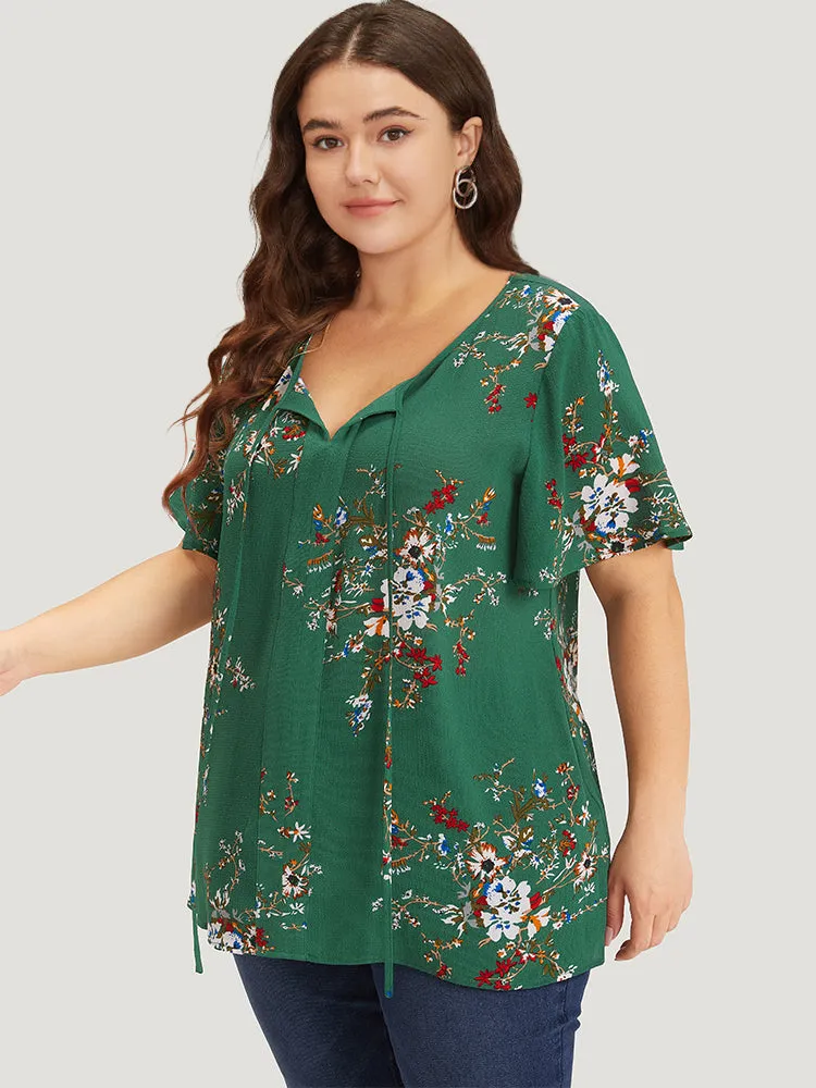 Floral Print Knot Neck Blouse sold by Bloomchic product image thumbnail 3