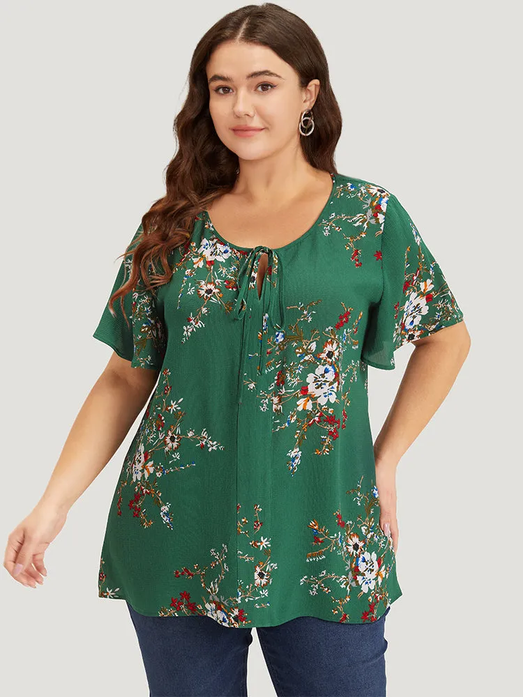 Floral Print Knot Neck Blouse sold by Bloomchic product image thumbnail 4