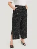 Polka Dot Drawstring Pocket Split Hem Pants sold by Bloomchic