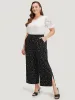 Polka Dot Drawstring Pocket Split Hem Pants sold by Bloomchic