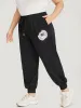 Plain Drawstring Patched Detail Pocket Sweatpants sold by Bloomchic