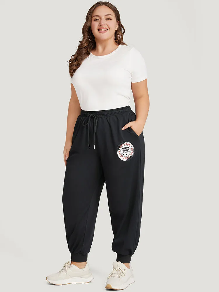 Plain Drawstring Patched Detail Pocket Sweatpants sold by Bloomchic product image thumbnail 5