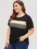 Supersoft Essentials Leopard Colorblock Contrast Round Neck T-shirt sold by Bloomchic