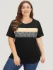Supersoft Essentials Leopard Colorblock Contrast Round Neck T-shirt sold by Bloomchic