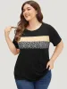 Supersoft Essentials Leopard Colorblock Contrast Round Neck T-shirt sold by Bloomchic