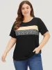 Supersoft Essentials Leopard Colorblock Contrast Round Neck T-shirt sold by Bloomchic