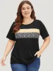 Supersoft Essentials Leopard Colorblock Contrast Round Neck T-shirt sold by Bloomchic