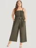 Shirred Frill Trim Belted Button Detail Cami Jumpsuit sold by Bloomchic