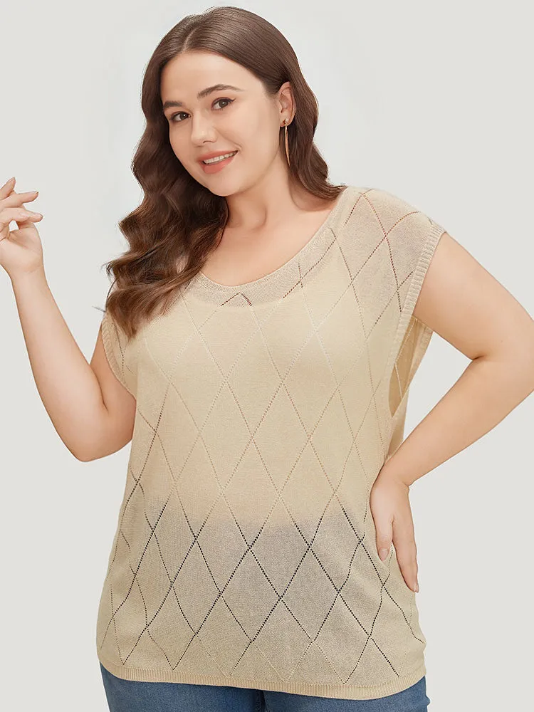 Lightweight Argyle Eyelet Batwing Sleeve Pullover sold by Bloomchic product image thumbnail 5