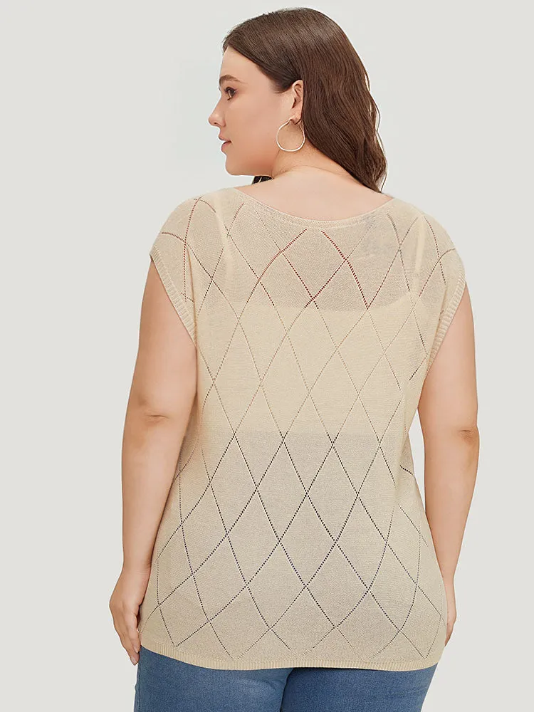 Lightweight Argyle Eyelet Batwing Sleeve Pullover sold by Bloomchic product image thumbnail 2