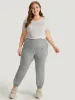 Solid Patched Slant Pocket High Rise Sweatpants sold by Bloomchic