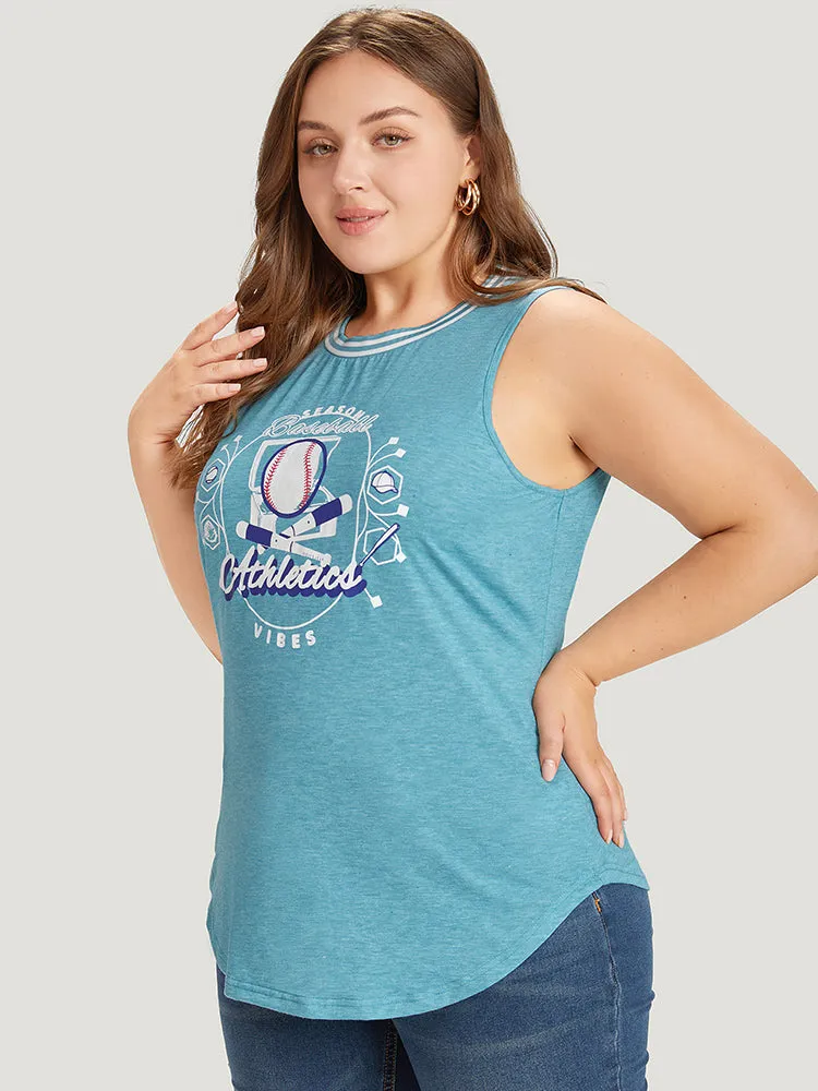 Baseball & Letter Print Arc Hem Contrast Trim Tank Top sold by Bloomchic product image thumbnail 3