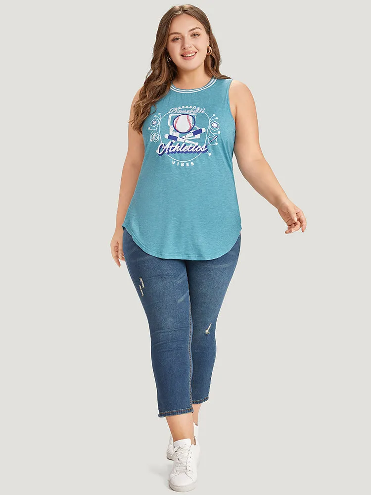 Baseball & Letter Print Arc Hem Contrast Trim Tank Top sold by Bloomchic product image thumbnail 4