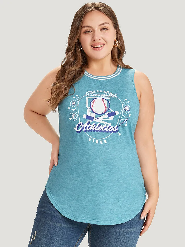 Baseball & Letter Print Arc Hem Contrast Trim Tank Top sold by Bloomchic product image thumbnail 5