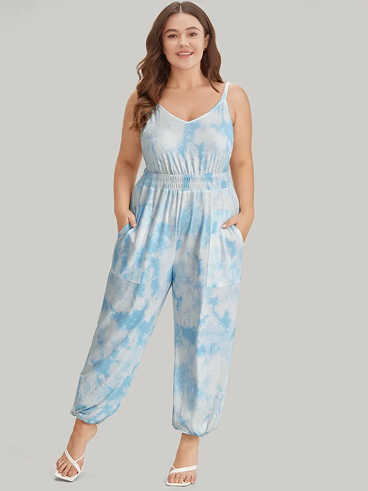 Tie Dye Pocket Shirred Cami Jumpsuit sold by Bloomchic product image thumbnail 3