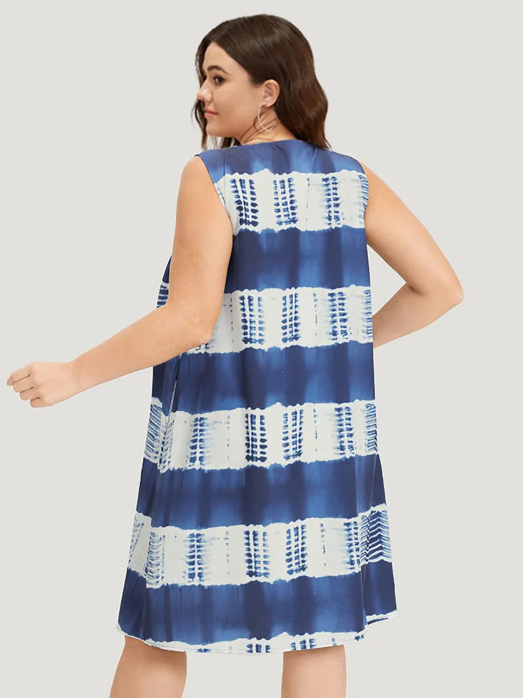 Tie Dye Mesh Patchwork Ruffle Hem Tank Dress sold by Bloomchic product image thumbnail 4