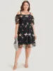 Floral Embroidered Cold Shoulder Mesh Cami Dress sold by Bloomchic