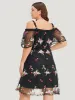 Floral Embroidered Cold Shoulder Mesh Cami Dress sold by Bloomchic