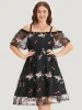 Floral Embroidered Cold Shoulder Mesh Cami Dress sold by Bloomchic