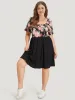 Supersoft Essentials Floral Print Patchwork Square Neck Dress sold by Bloomchic