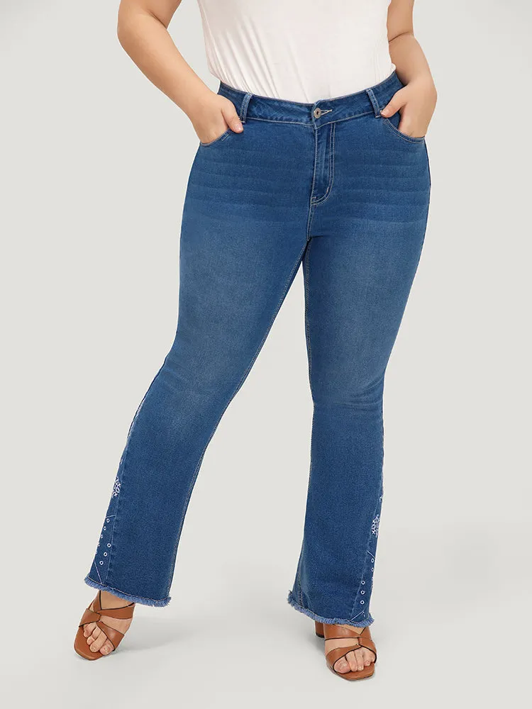 Flare Leg Very Stretchy High Rise Embroidered Jeans sold by Bloomchic product image thumbnail 4