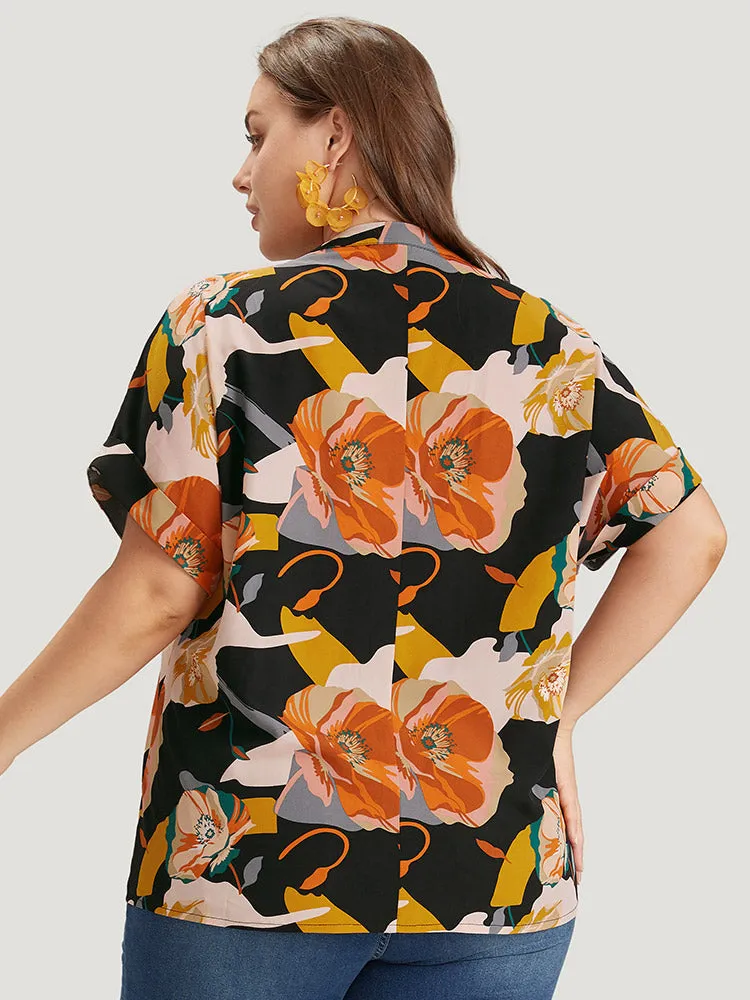 Floral Print Notched Cuffed Sleeve Blouse sold by Bloomchic product image thumbnail 4