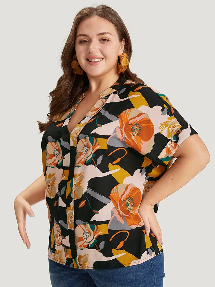 Floral Print Notched Cuffed Sleeve Blouse sold by Bloomchic product image thumbnail 2