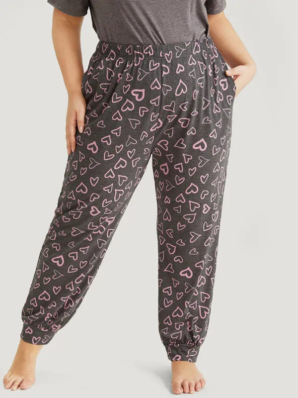 Heart Print Pocket Sleep Carrot Pants sold by Bloomchic
