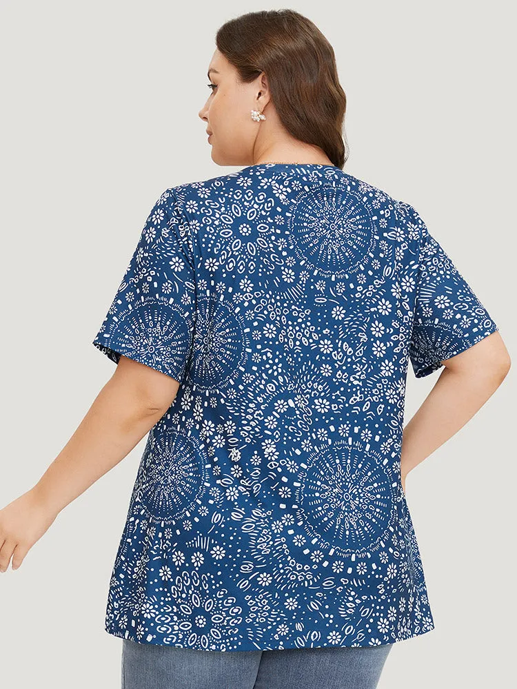 Bandana Print V Neck Moderately Stretchy T-shirt sold by Bloomchic product image thumbnail 2