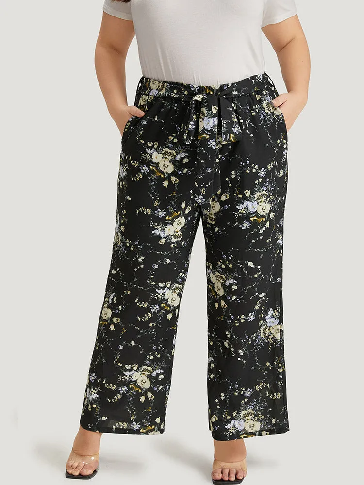 Floral Print Pocket Belted Pants sold by Bloomchic